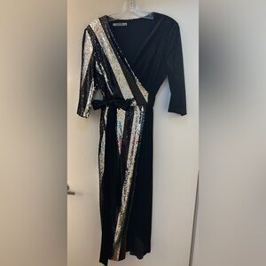 Elegant Black and Silver Sequin Dress